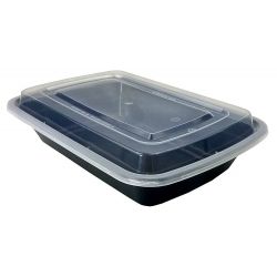 58oz Rectangle Black Meal Prep Containers