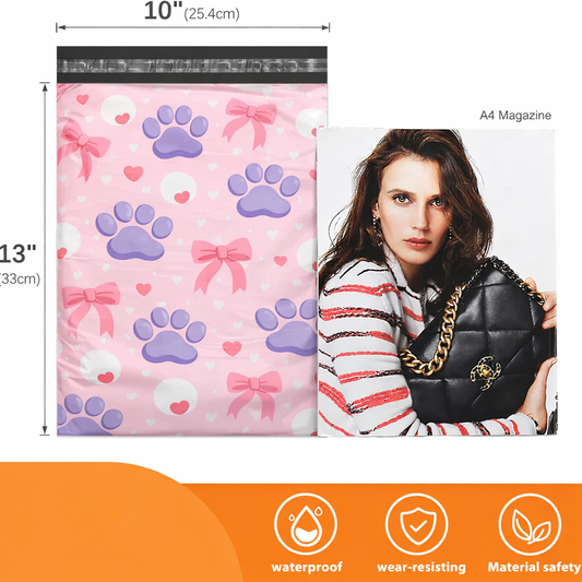 Poly Mailers | 7.5" x 10" Pinky Paws