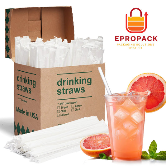 7.75X0.24" Individually Wrapped Clear Plastic Straws
