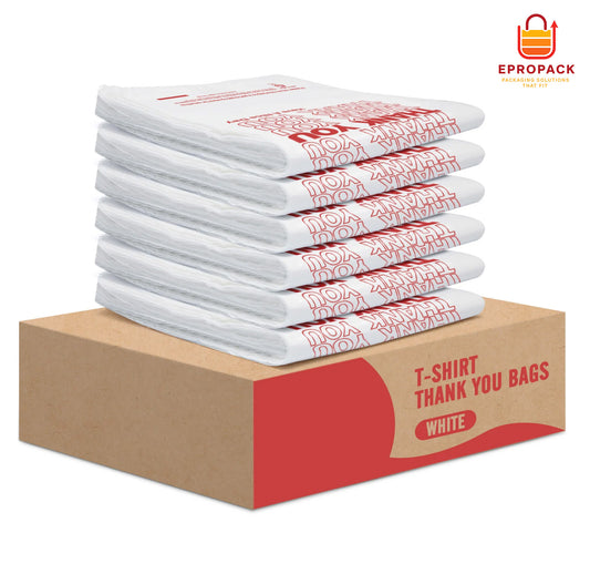 7" x 5" x 16" inch Thank You Plastic Bags White