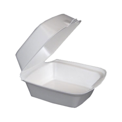 5" x 5" White Foam Hinged Lid Container