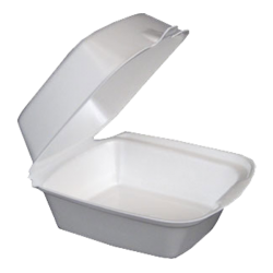 6" x 6" White Foam Hinged Lid Container