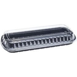 Full Slab Black PP Rib Container w/ Clear OPS lid