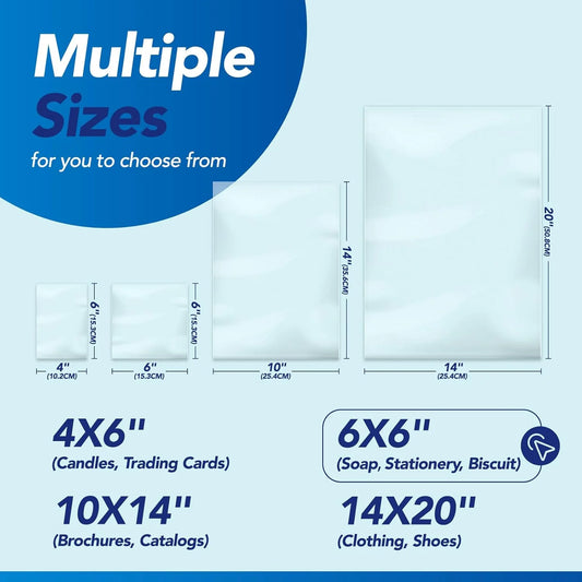 6x6" Inch Clear PVC Heat Shrink Wrap Bags