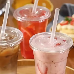 (92 mm) Flat Clear Lid with Straw Slot