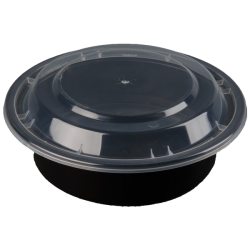 16oz Round Black Meal Prep Containers