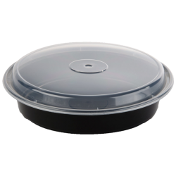 48oz Round Black Meal Prep Containers, 9 Inch